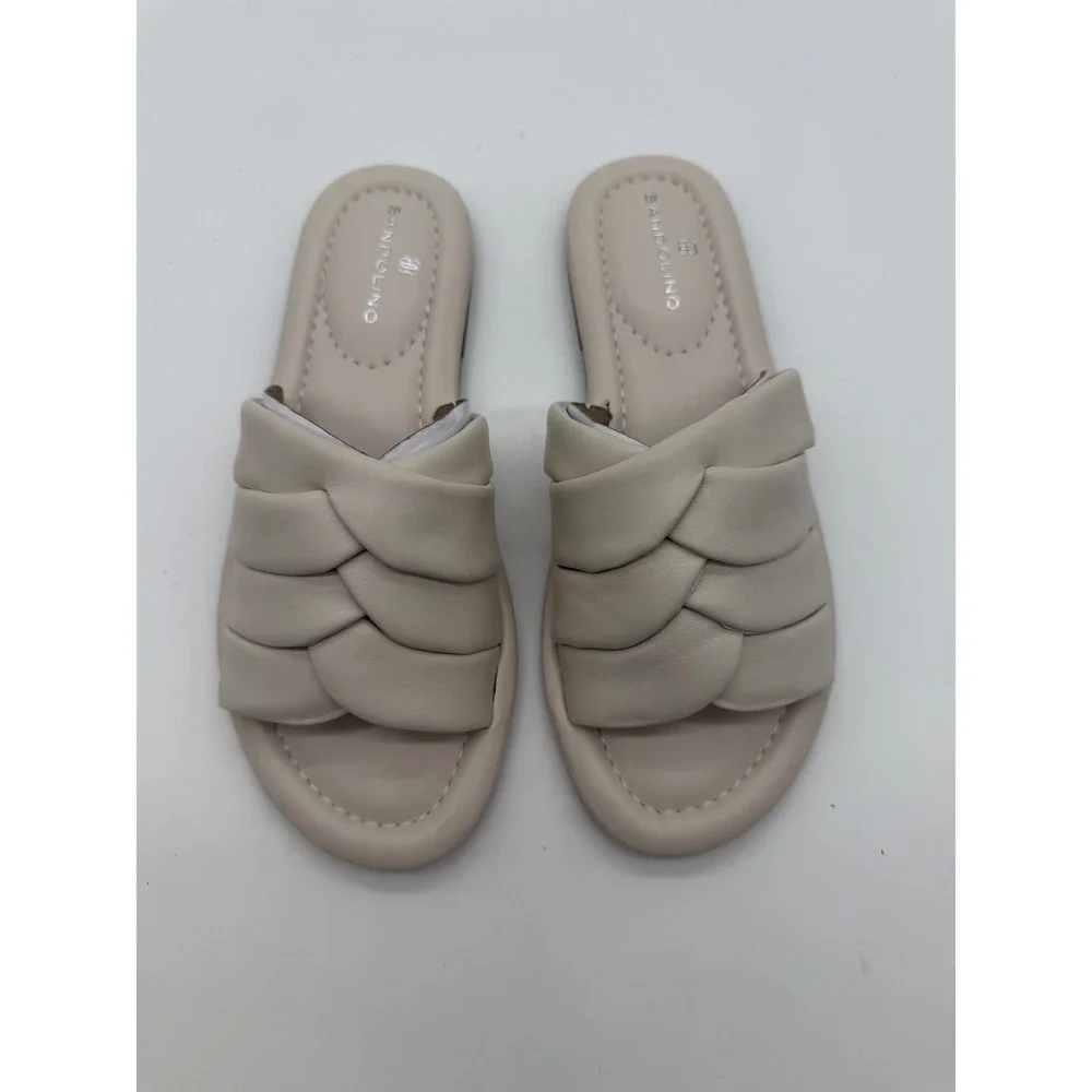 Bandolino Vistan3 Ivory Padded Braided Slide Sandals Womens 5M Flat